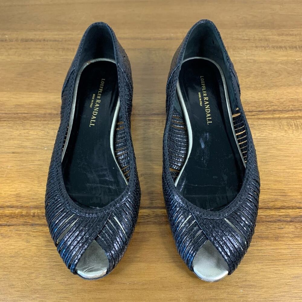 Loeffler Randall Black Woven Peep-Toe Flats